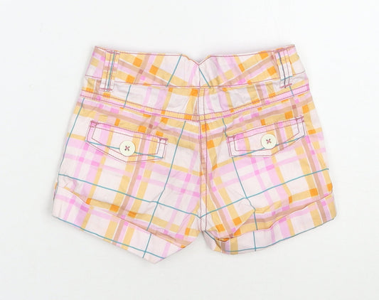 NEXT Girls Multicoloured Plaid Cotton Chino Shorts Size 3 Years Regular Zip