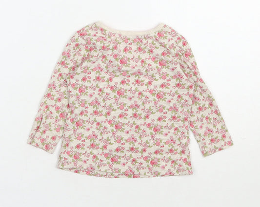 NEXT Girls Multicoloured Floral 100% Cotton Basic T-Shirt Size 3-6 Months Round Neck Pullover