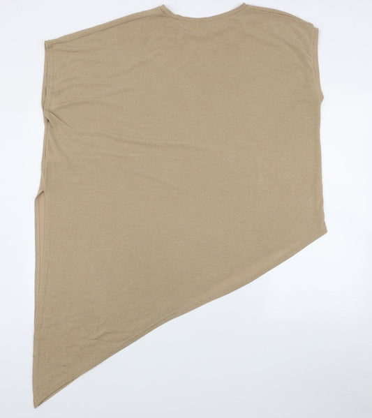 River Island Womens Beige Polyester Tunic Tank Size 18 Round Neck - Assymetric hem