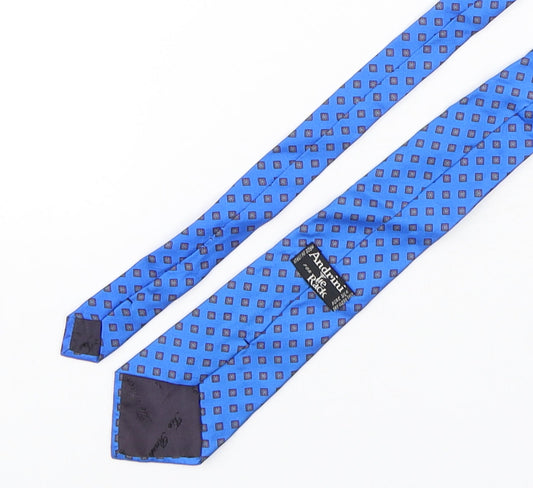 Andrini Mens Blue Geometric Silk Pointed Tie One Size