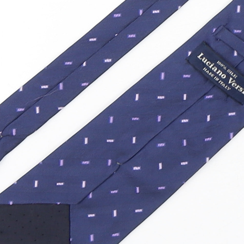 Luciano Versi Mens Blue Geometric Silk Pointed Tie One Size