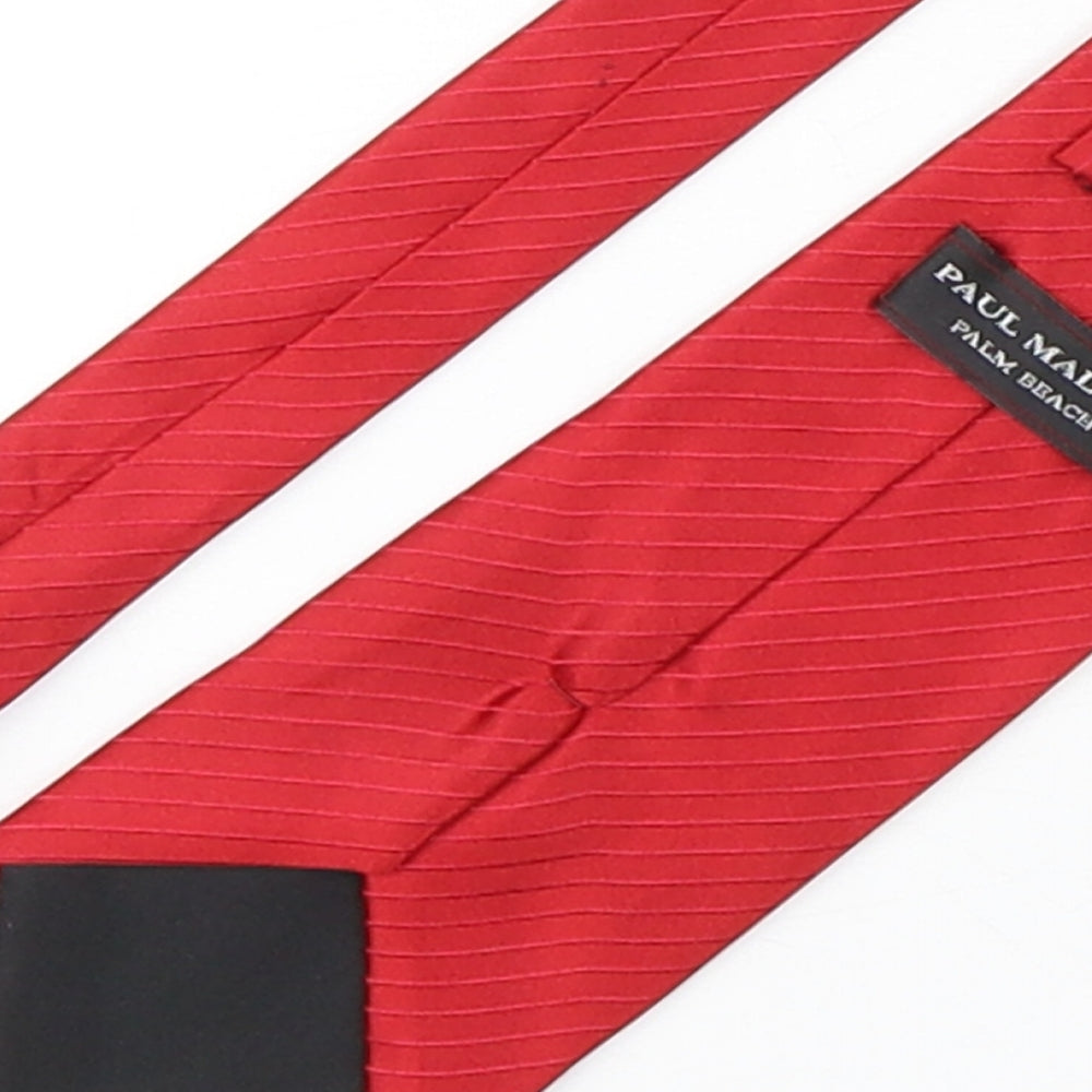 Paul Malone Mens Red Striped Polyester Pointed Tie One Size