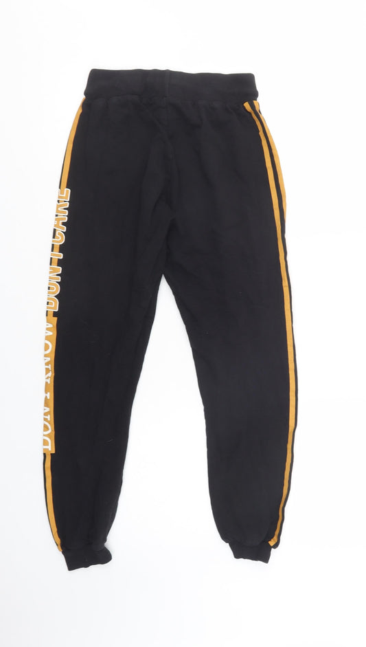 Select Womens Black Cotton Jogger Trousers Size 8 L27 in Regular Drawstring