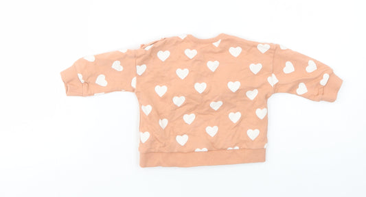George Baby Pink Geometric Cotton Pullover Jumper Size 3-6 Months Snap - Heart Print