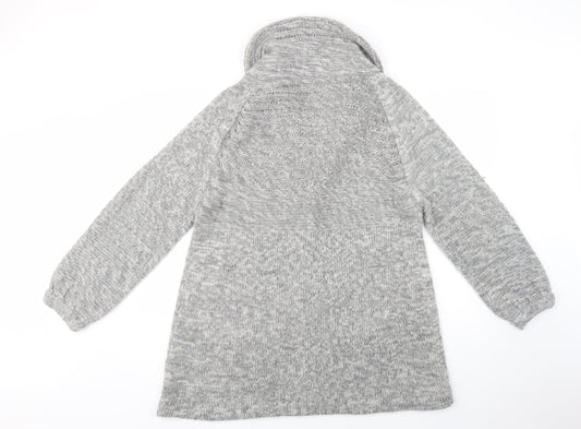 Heart & Soul Womens Grey Collared Acrylic Cardigan Jumper Size L