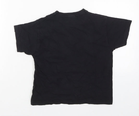 Fruit of the Loom Boys Black Cotton Basic T-Shirt Size 3-4 Years Crew Neck Pullover - Unspeakable