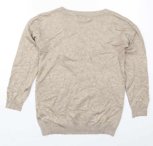 Body Flirt Womens Beige V-Neck Viscose Pullover Jumper Size XS
