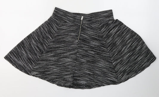 Divided by H&M Womens Black Striped Cotton Flare Skirt Size S Zip