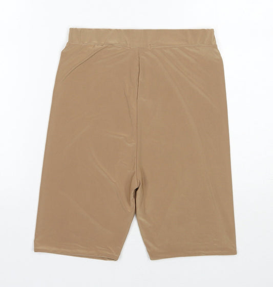PRETTYLITTLETHING Womens Brown Polyester Biker Shorts Size 10 L7 in Regular