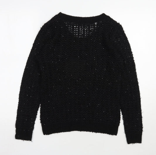 NEXT Womens Black Scoop Neck Acrylic Pullover Jumper Size S