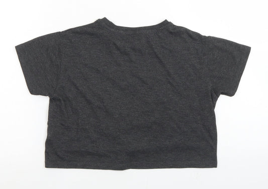 Miss e-vie Girls Grey Polyester Cropped T-Shirt Size 7-8 Years Crew Neck - Reindeer Christmas