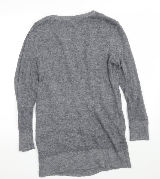 Miss Selfridge Womens Grey Boat Neck Nylon Pullover Jumper Size 12