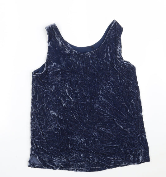 Marks and Spencer Womens Blue Viscose Vest Sweatshirt Size 10 - Crushed Velvet