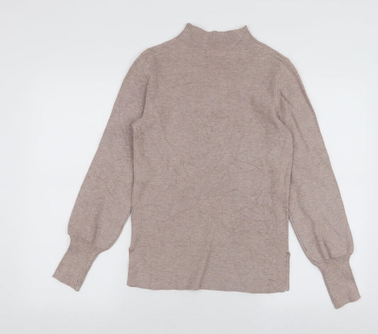 Marks and Spencer Womens Beige High Neck Polyester Pullover Jumper Size XS