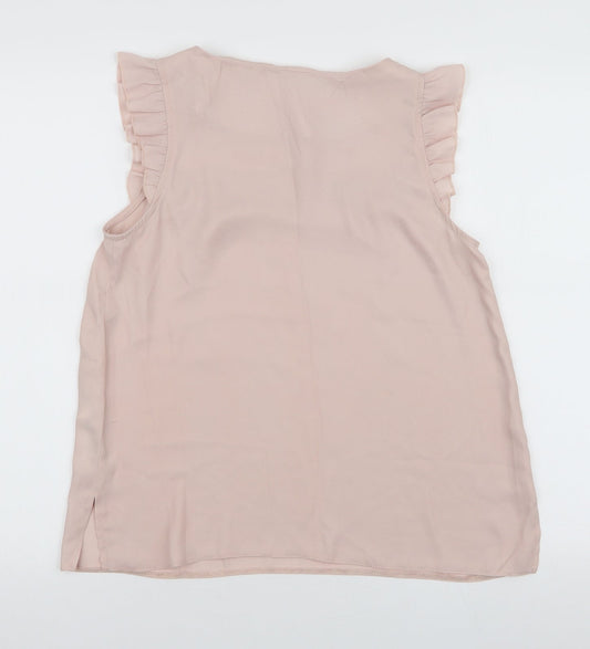 Red Herring Womens Pink Polyester Basic Blouse Size 10 Round Neck