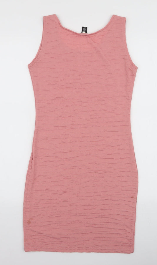 Preworn Womens Pink Polyester Bodycon Size S Round Neck Pullover