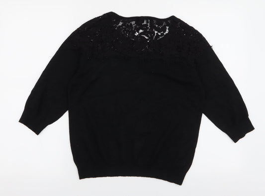 Bonmarche Womens Black Round Neck Polyester Pullover Jumper Size S