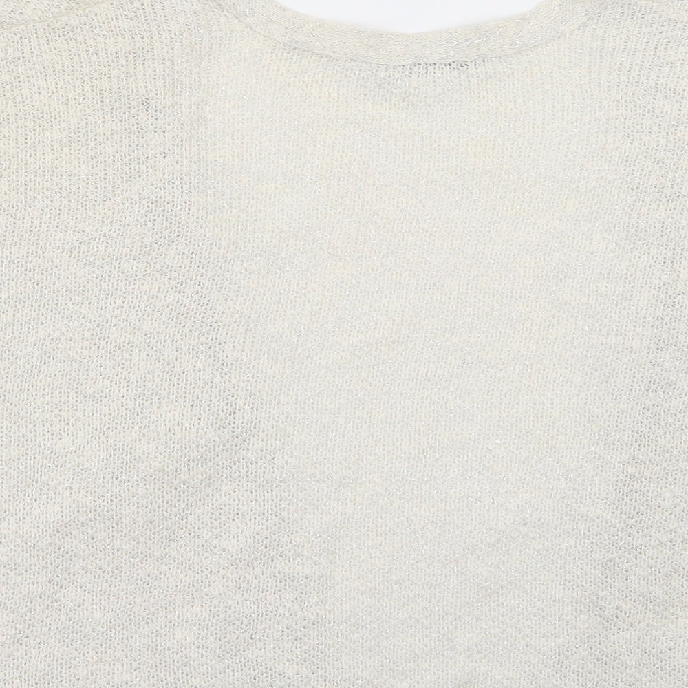 Dorothy Perkins Womens Ivory V-Neck Acrylic Cardigan Jumper Size S - Sparkle