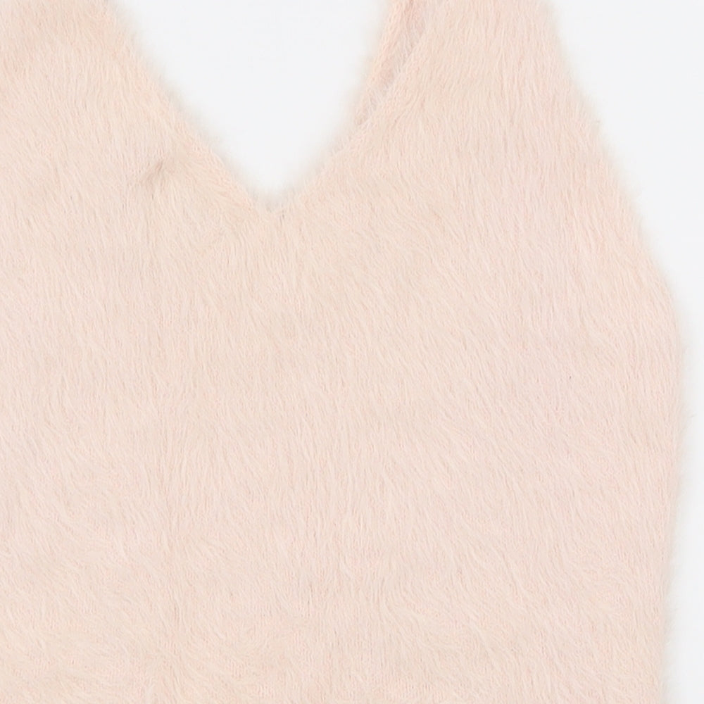Topshop Womens Pink Nylon Camisole Tank Size 10 V-Neck - Cropped
