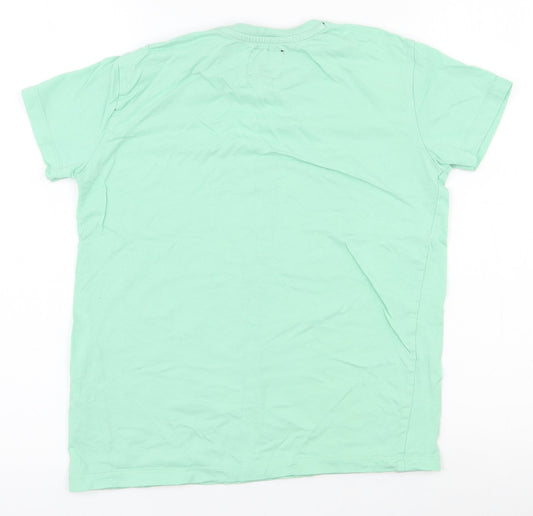THREADBOYS Boys Green 100% Cotton Pullover T-Shirt Size 9-10 Years Crew Neck Pullover