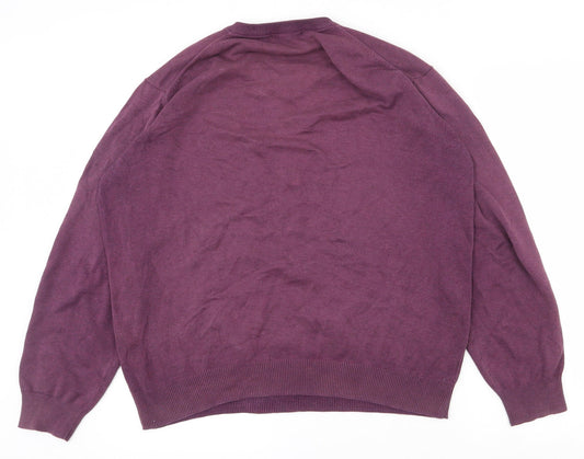Dunnes Stores Mens Purple V-Neck Cotton Pullover Jumper Size L