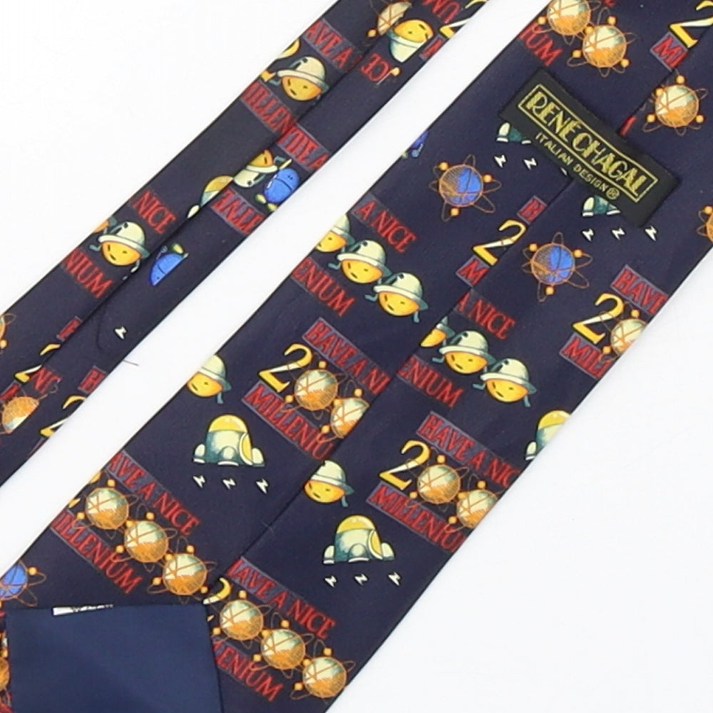 Rene Chagal Mens Multicoloured Geometric Silk Pointed Tie One Size - Millenium