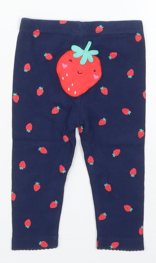 Carters Girls Blue Cotton Capri Leggings Size 9 Months - Strawberries