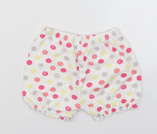 Disney Girls White Polka Dot Cotton Cropped Trousers Size 9-12 Months - Winnie the Pooh Shorts