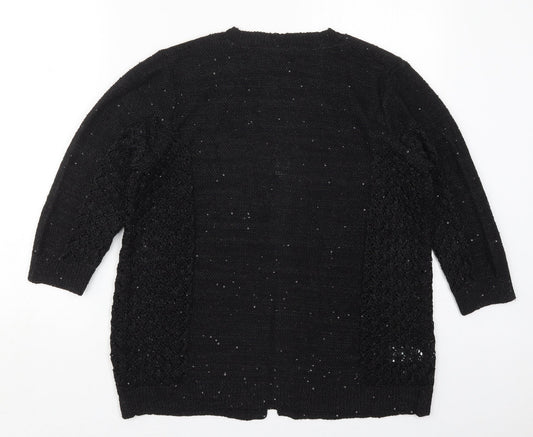 Matalan Womens Black V-Neck Polyester Cardigan Jumper Size M