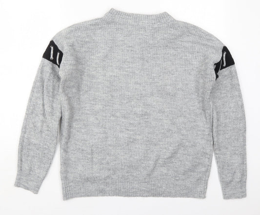 Matalan Womens Grey Crew Neck Acrylic Pullover Jumper Size M
