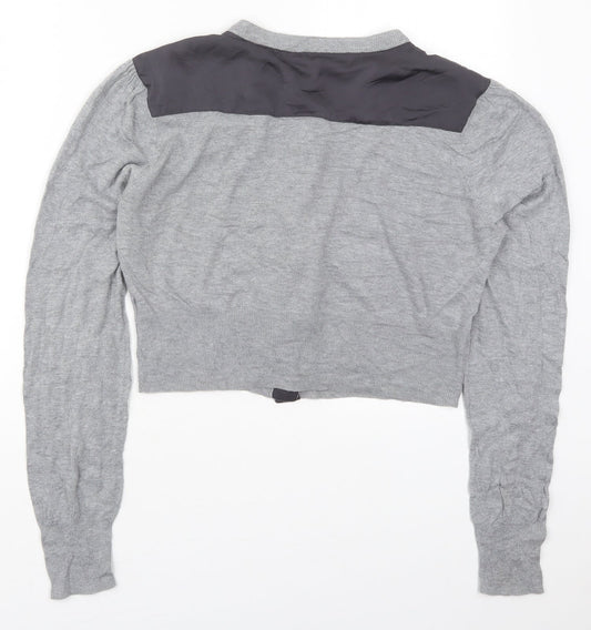 Planet Womens Grey Round Neck Cotton Cardigan Jumper Size XL