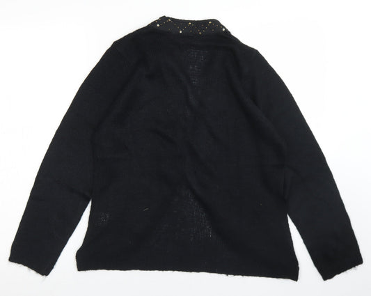 Butterfly Womens Black V-Neck Acrylic Cardigan Jumper Size 14