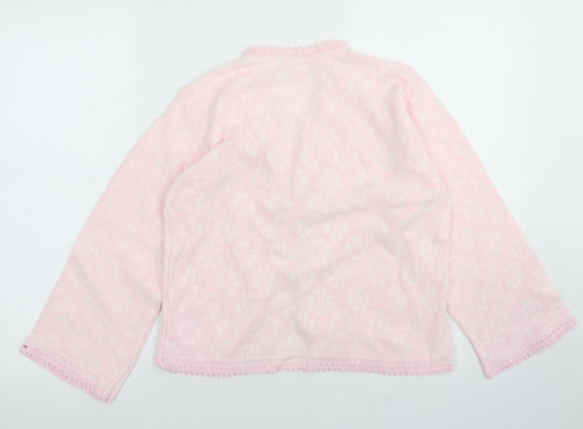 Lux Lux Womens Pink V-Neck Acrylic Cardigan Jumper Size S