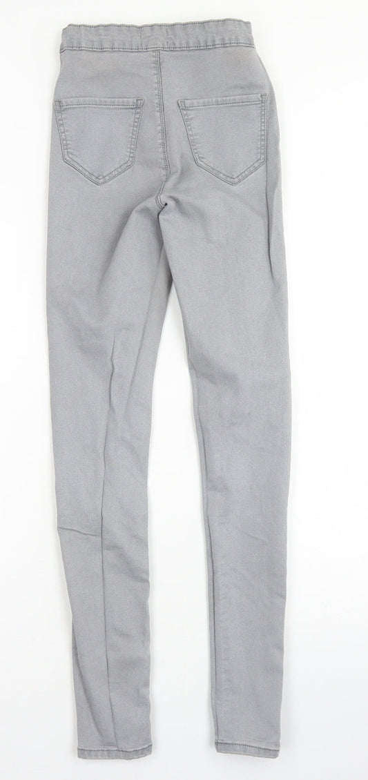 Miss Selfridge Womens Grey Cotton Skinny Jeans Size 8 L29 in Regular Button
