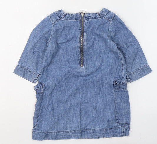 Gap Girls Blue Cotton A-Line Size 2 Years Round Neck Zip