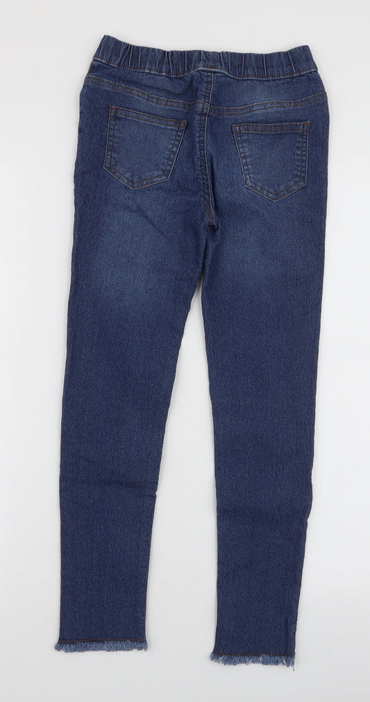 Denim & Co. Girls Blue Cotton Jegging Jeans Size 9-10 Years Slim Pullover