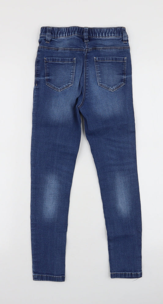 NEXT Girls Blue Cotton Skinny Jeans Size 9 Months Slim Pullover