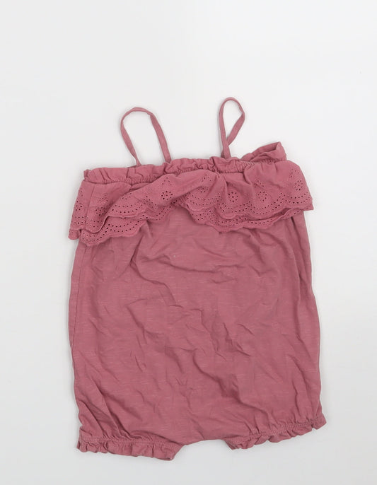 George Girls Pink 100% Cotton T-Shirt Dress Size 12-18 Months Off the Shoulder Snap