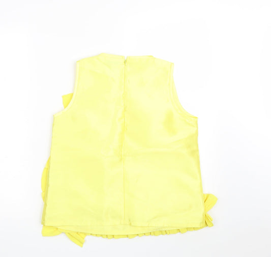 Minueto Womens Yellow Polyester Basic Blouse Size M Crew Neck