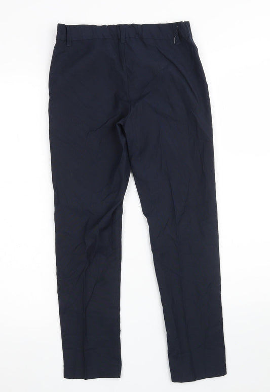 Marks and Spencer Girls Blue Polyester Dress Pants Trousers Size 9-10 Years Regular Zip