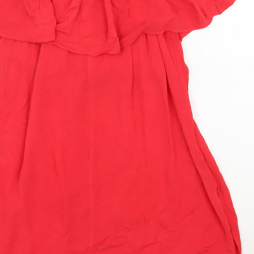 New Look Womens Red Viscose Trapeze & Swing Size M Off the Shoulder Pullover