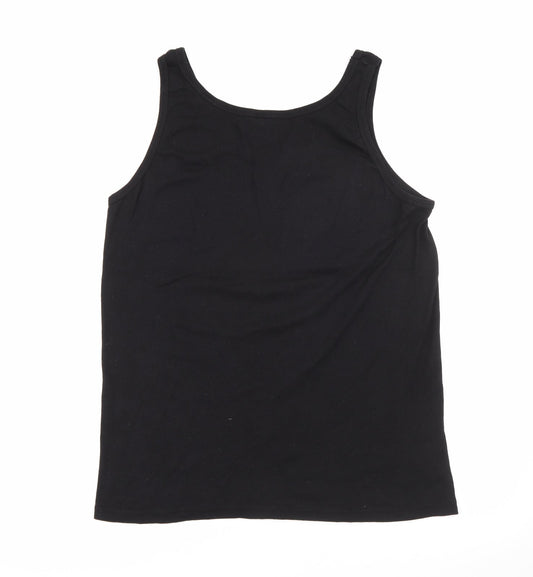 Vincent Womens Black Cotton Basic Tank Size 10 Scoop Neck