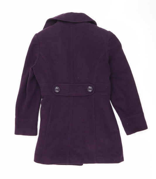 BHS Womens Purple Overcoat Coat Size 10 Button