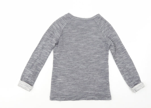 Matalan Girls Grey Crew Neck Cotton Pullover Jumper Size 6-7 Years Pullover - Lace Detail