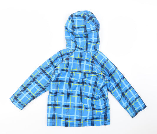 name it Boys Blue Plaid Windbreaker Jacket Size 6 Years Zip