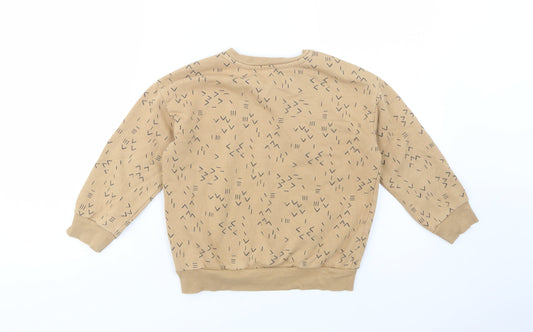 George Boys Beige Geometric Cotton Pullover Sweatshirt Size 5-6 Years Pullover