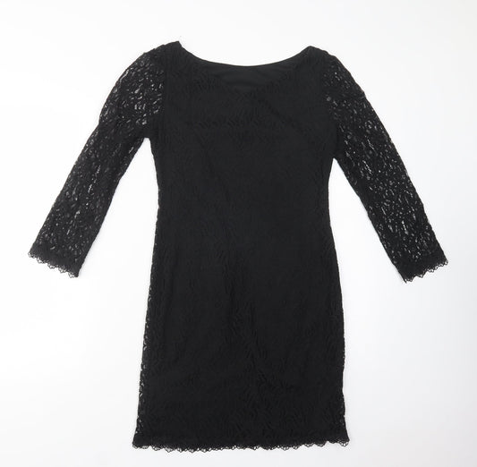 Atmosphere Womens Black Cotton Pencil Dress Size 8 Boat Neck Pullover