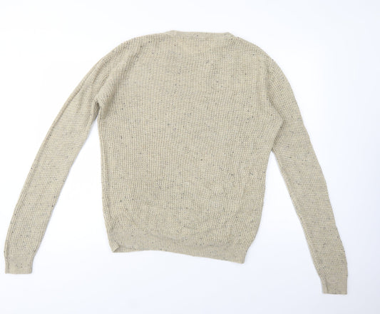 Cedarwood State Mens Beige Crew Neck Acrylic Pullover Jumper Size S