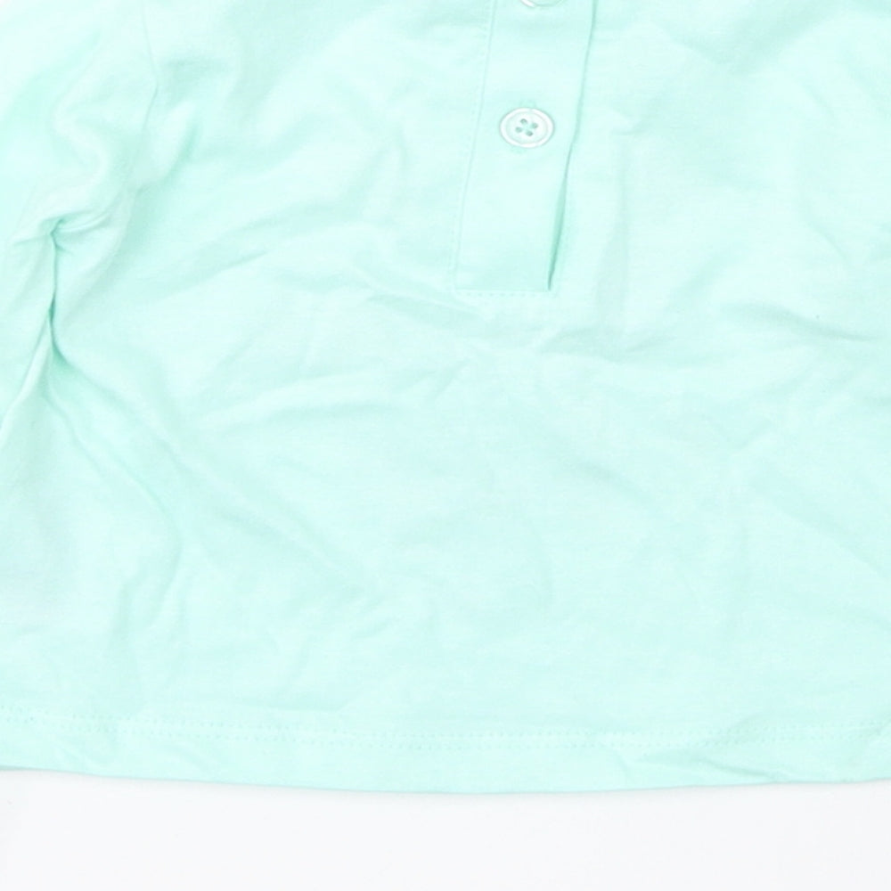 Dunnes Stores Green 100% Cotton Basic T-Shirt Size 0-3 Months Round Neck Button - St. Patrick's day