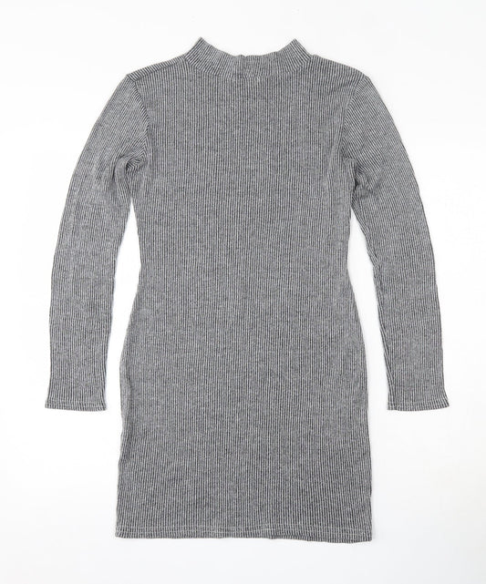 Graffic Womens Grey Polyester Bodycon Size 12 Round Neck